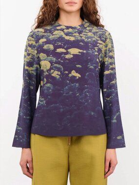 No. 6 Store Diane top in green poppies